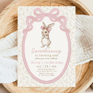 Coquette Some Bunny 1-års inbjudan