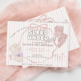 Coquette-sömn under party rosa rand födelsedag inbjudningar
