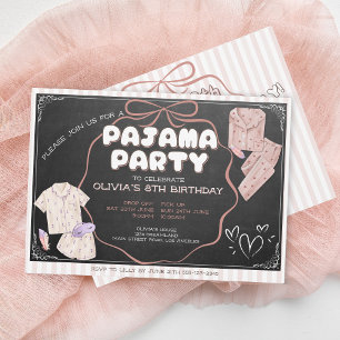 Coquette, söt bupajama party födelsedag inbjudningar