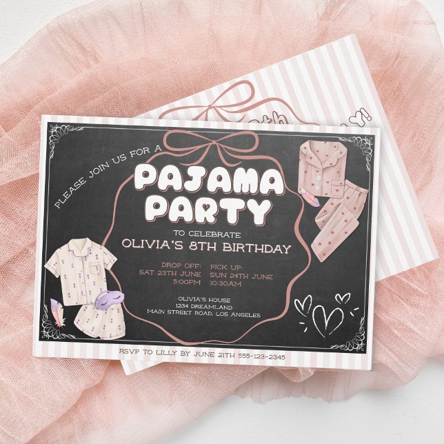 Coquette, söt bupajama party födelsedag inbjudningar (Skapare uppladdad)