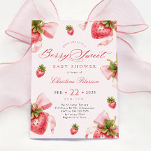 Coquette Strawbär Baby Shower-inbjudan