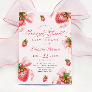 Coquette Strawbär Baby Shower-inbjudan Inbjudningar