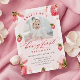 Coquette Strawberry 1:a födelsedagsinbjudan Inbjudningar