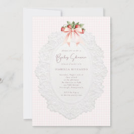 Coquette Strawberry Baby Shower Invitation Inbjudningar