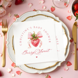 Coquette Strawberry Baby Shower Pappersservett