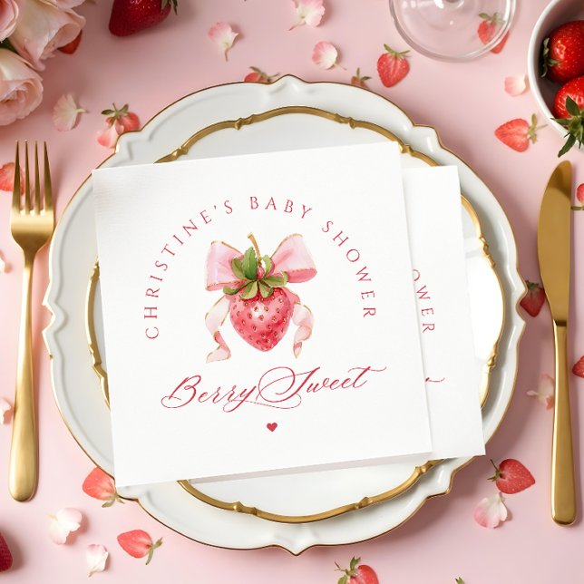 Coquette Strawberry Baby Shower Pappersservett (Skapare uppladdad)