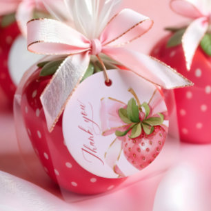 Coquette Strawberry Berry Första födelsedag Gåvor Etiketter
