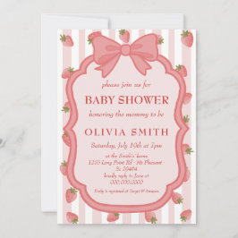 Coquette Strawberry Berry Sweet Pink Baby Shower  Inbjudningar