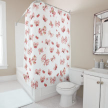 Coquette Strawberry & Bow Shower Curtain