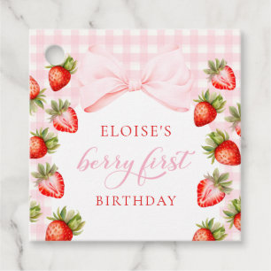 Coquette Strawberry First Birthday Gåvor Etiketter