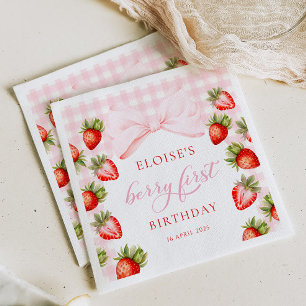 Coquette Strawberry First Birthday Pappersservett