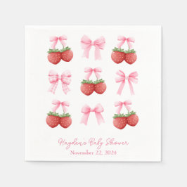 Coquette Strawberry Rosa Bow Personlig Napkin Pappersservett