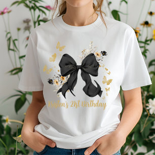 Coquette Svart Slinga Vilda Blommor Födelsedag T Shirt