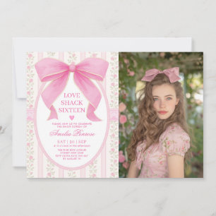 Coquette Sweet 16 Rosa Slinga Födelsedagsfoto Inbjudningar