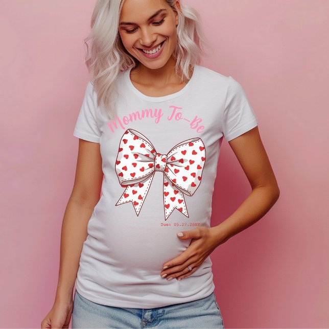 Coquette Swehoney Bow Mamma to be, Gravid T Shirt (Coquette Sweetheart Bow Mommy to-be T-Shirt)