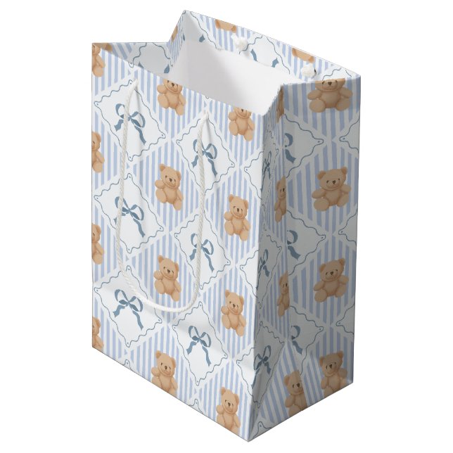 Coquette Teddy Bear & Ribbon Bow Mönsterpresentbag (Framsidan Vinklad)