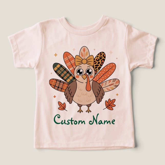 Coquette Thanksgiving Unisex Custom Turkey Bow Fal T Shirt (Design Framsida)