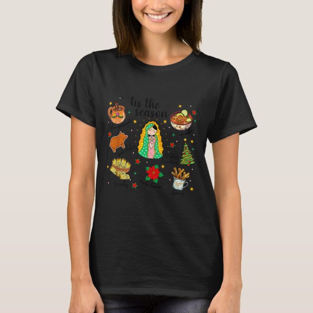 Coquette Tis The Season Mexican Christmas Spanish  T Shirt (Framsida)