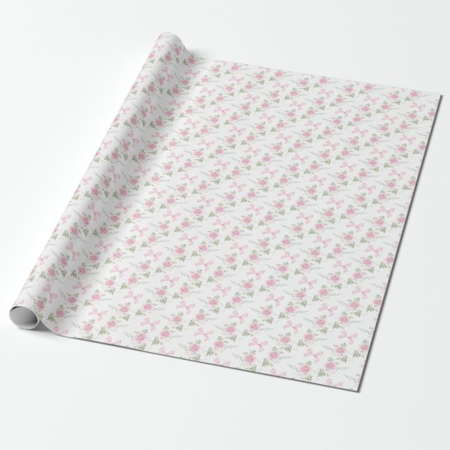 Coquette Toile De Jouy Pink Bow Wrapping Paper Presentpapper (Utrullad)