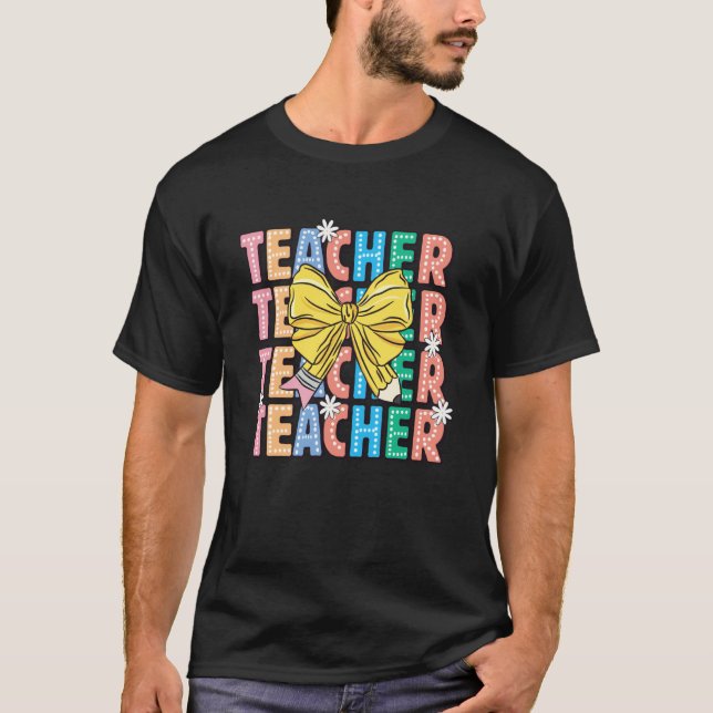 Coquette Undervisning Retro Doodle Prickar Lärarup T Shirt (Framsida)