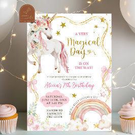 Coquette Unicorn Magical Day Girl Birthday Inbjudningar