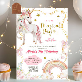 Coquette Unicorn Magical Day Girl Birthday Inbjudningar