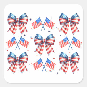 Coquette, usa, röd, vit, blå, 4:e juli-presenten fyrkantigt klistermärke