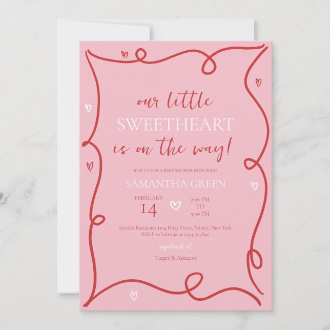 Coquette Valentine Baby Shower Inbjudningar (Framsida)