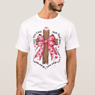 Coquette Valentine Jesus Valentine Bow Bible Verse T Shirt