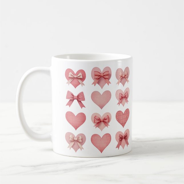 Coquette Valentine Rosa Heart-Valentineser Kaffemugg (Vänster)