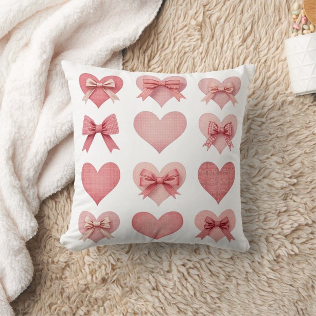Coquette Valentine Rosa Heart-Valentineser Kudde (Filt)
