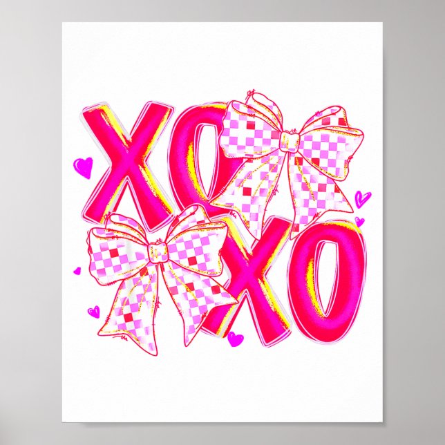 Coquette Valentine Xoxo Funny Valentine Bow Hearts Poster (Framsidan)