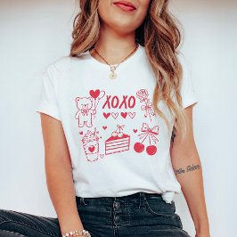 Coquette Valentine XOXO Teddy Bear & Cherries T Shirt