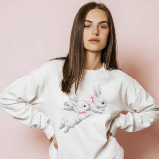 Coquette: Vita kaniner med Rosa båge T Shirt