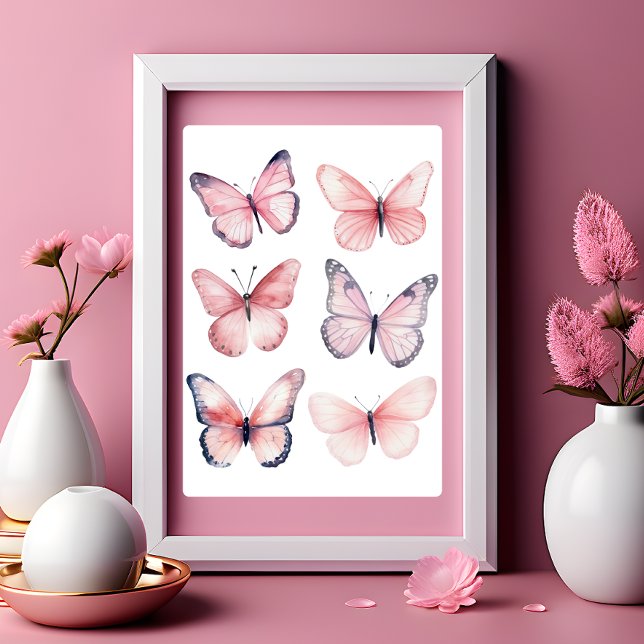 Coquette Wall Art Ljus rosa Butterflies Poster (Skapare uppladdad)