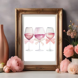 Coquette Wall Art Ljust rosa Vin-glas Poster