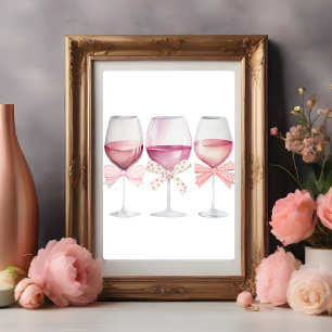 Coquette Wall Art Ljust rosa Vin-glas Poster