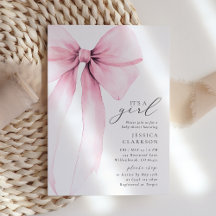 Coquette Watercolor Big Rosa Bow Baby Shower