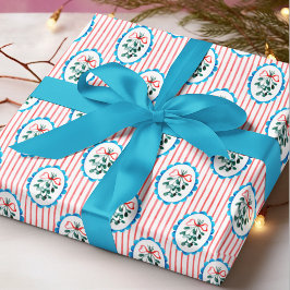 Coquette Watercolor Mistletoe Christmas Pattern Presentpapper