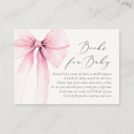 Coquette Watercolor Rosa Bow Bokar for Baby Shower Visitkort