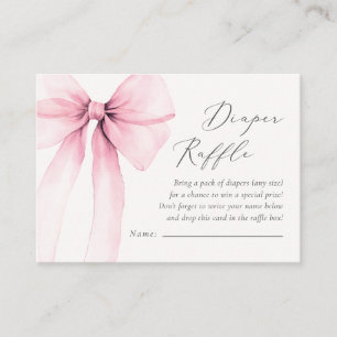 Coquette Watercolor Rosa Bow Diaper RaffCard Visitkort