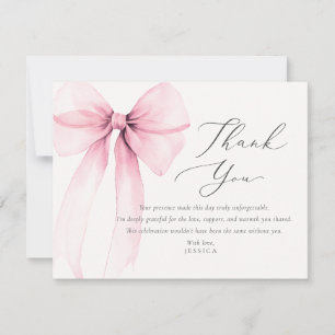 Coquette Watercolor Rosa Bow - tackkort Inbjudningar