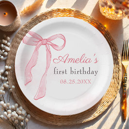 Coquette Watercolor Rosa Cute Bow Birthday