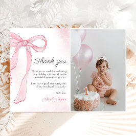 Coquette Watercolor Rosa Cute Bow Birthday Tack Kort