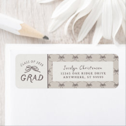 Coquette Whimsical Bows Class of 2026 Graduation Returadress Etikett