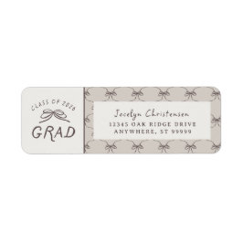 Coquette Whimsical Bows Class of 2026 Graduation Returadress Etikett