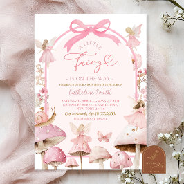 Coquette White and Rosa Fairy Mushroom Baby Shower Inbjudningar