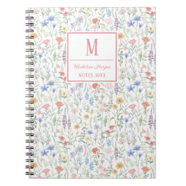 Coquette Wildflower Meadow Personalised Pink Anteckningsbok