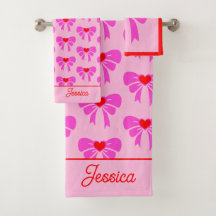 Coquette y2k Ribbon Mönster Red & Rosa Preppy Namn