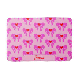 Coquette y2k Ribbon Mönster Rosa Preppy Namn Badrumsmatta